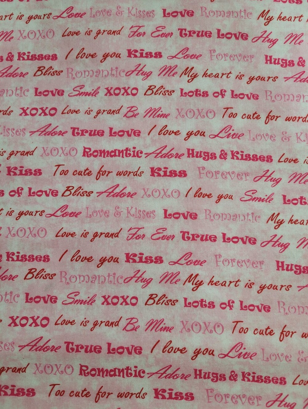 Romance Love Theme Script Sewing Fabric Pink & Red 3 Yards (1139)